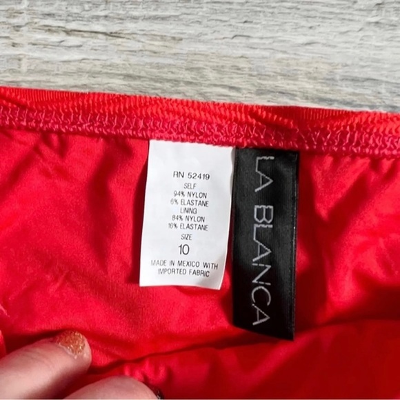 La Blanca Red Textured Swim Bottoms - Picture 4 of 7